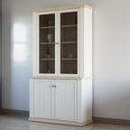 PNTV723-Q214 VITRINE WEISS / EICHE MIT 2 TÜREN