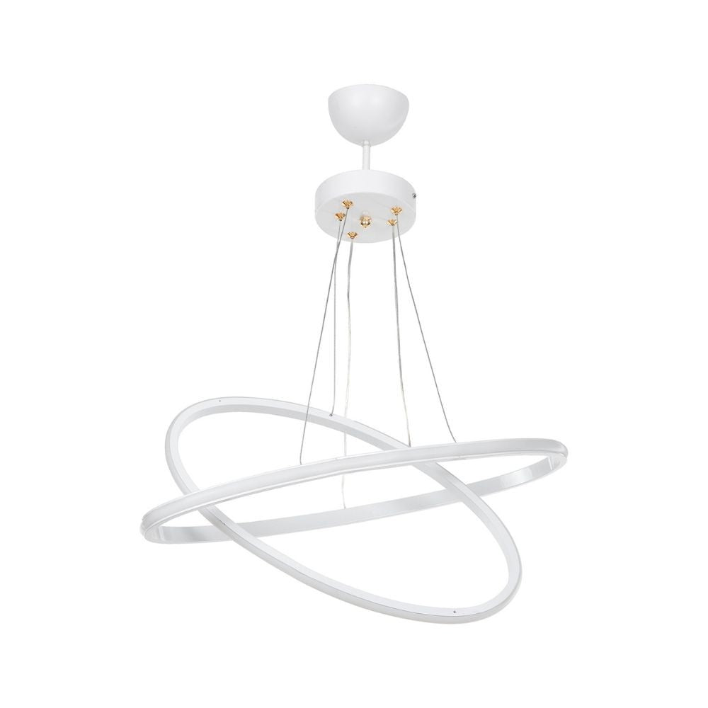 Lampada a sospensione 60cm con due anelli bianchi Led - Muso  MDL4438