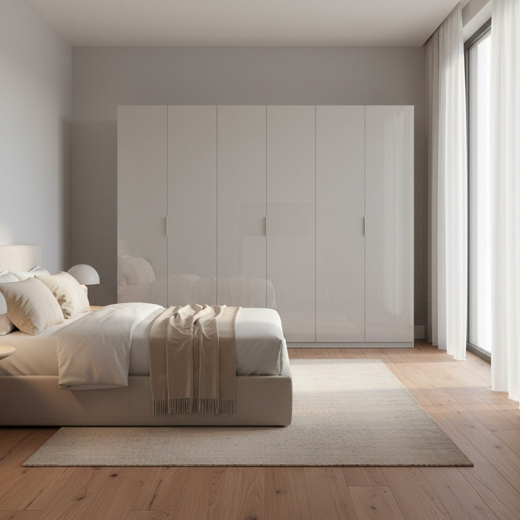 Armadio 275 cm con 6 ante battenti colore bianco lucido - Pavese
