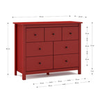 Cassettiera in legno massiccio con 7 cassetti colore bordeaux 110x40x80H cm - Missy