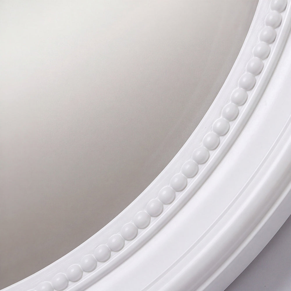 Specchio decorativo rotondo da parete 45x45 cm bianco con bordo interno perlinato MR512