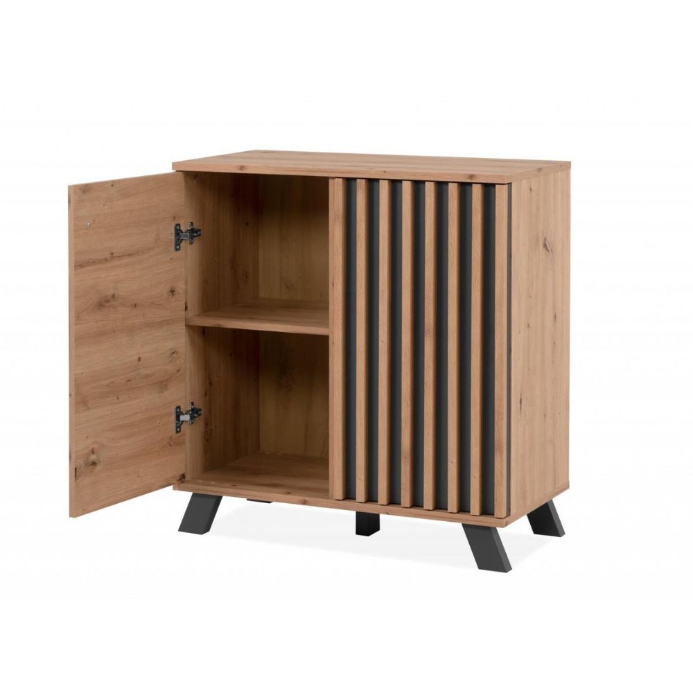 Sideboard mit 2 Türen und Einlegeböden, Farbe Eiche und Anthrazit 80x85H cm - Medan01D