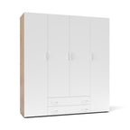 Armadio 4 ante e 2 cassetti 160x51,6x177h colore bianco e rovere Seba4