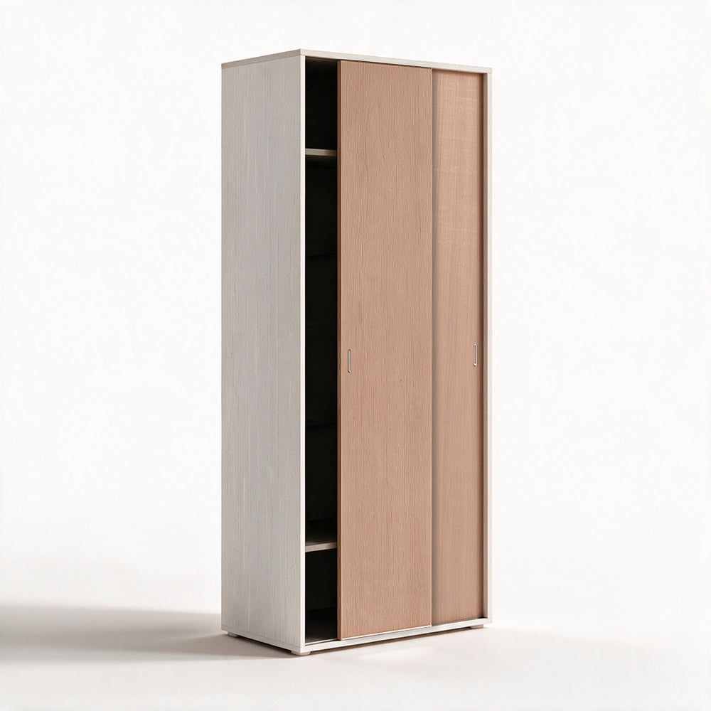 Zweitüriger Schiebetürenschrank mit Kleiderstange, Farbe Ulme, 90x43x212H cm