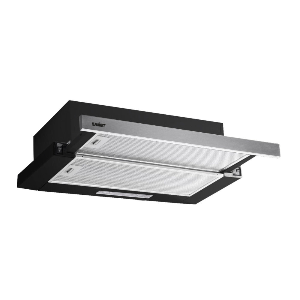 Cappa sottopensile nera con frontalino estraibile inox 60 cm - NEWSLIM