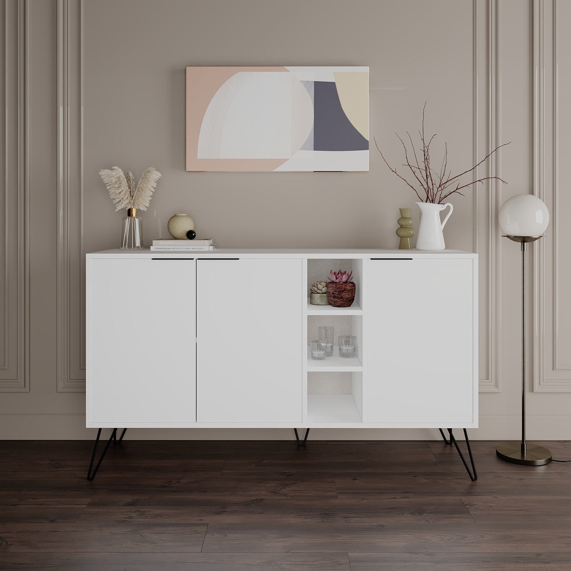 Madia 3 ante 142x83H cm colore bianco Clara