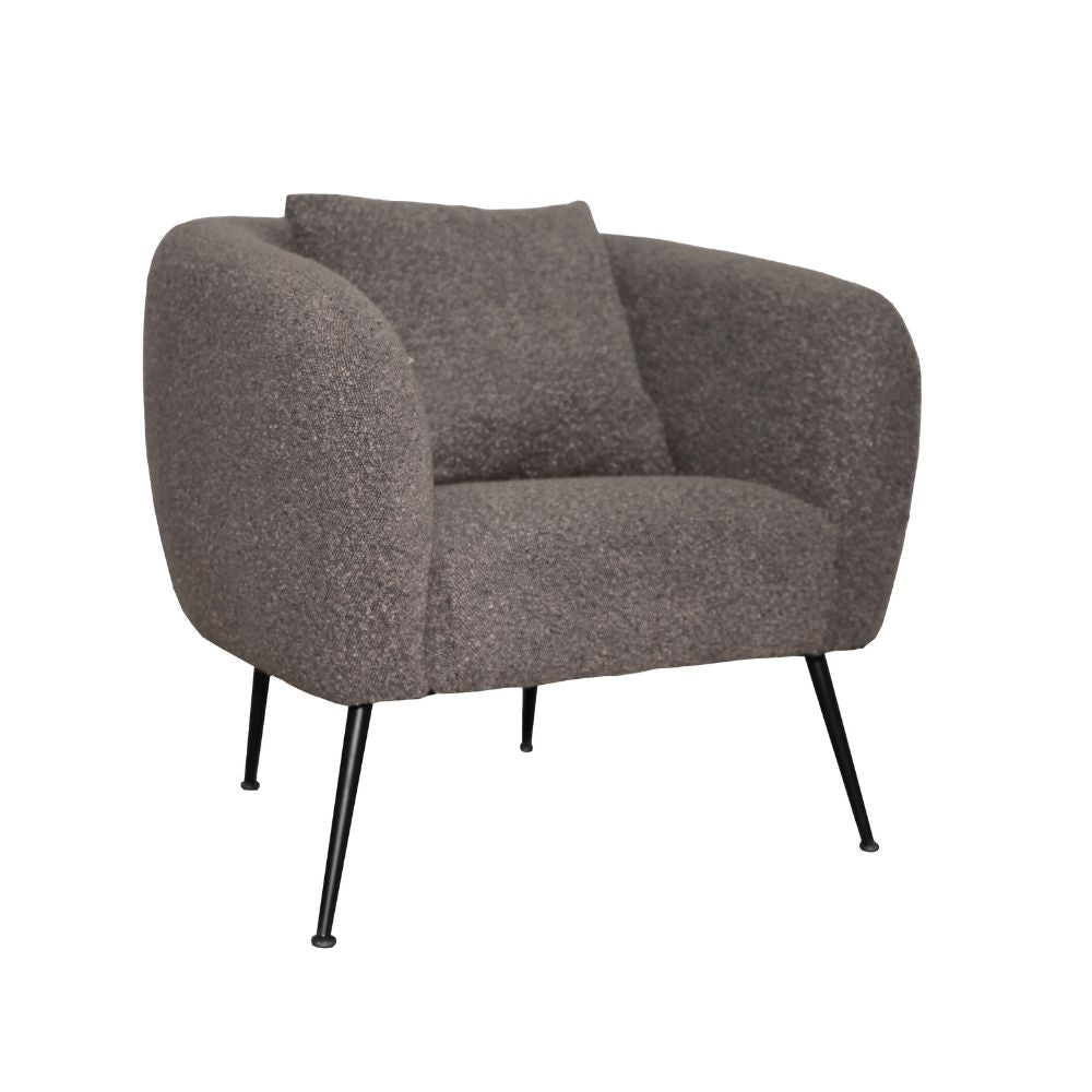 Poltrona in tessuto grigio topo e gambe colore nero Nuvia