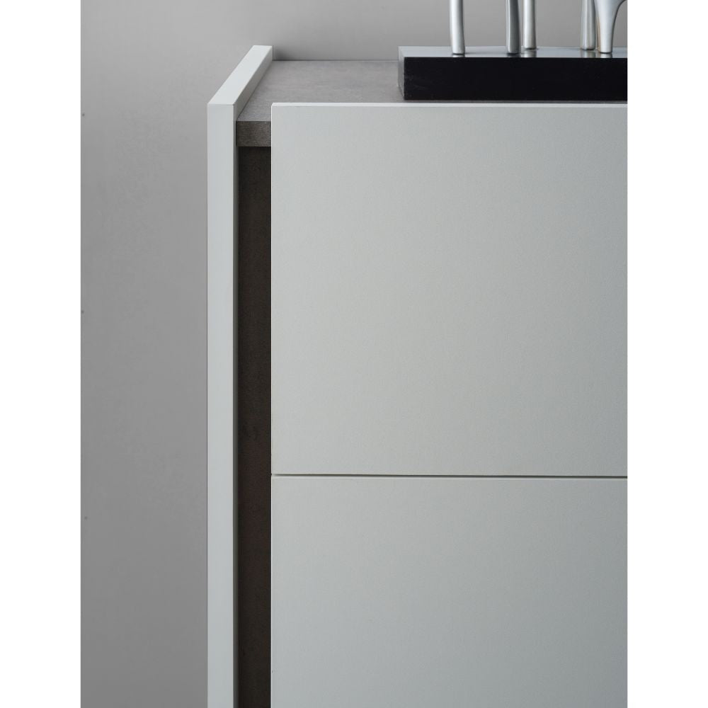 Camera da letto completa con armadio a specchi olore grigio perla e ossido grigio - Mirya