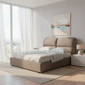 Letto matrimoniale con contenitore in tessuto colore tortora - Sofaback
