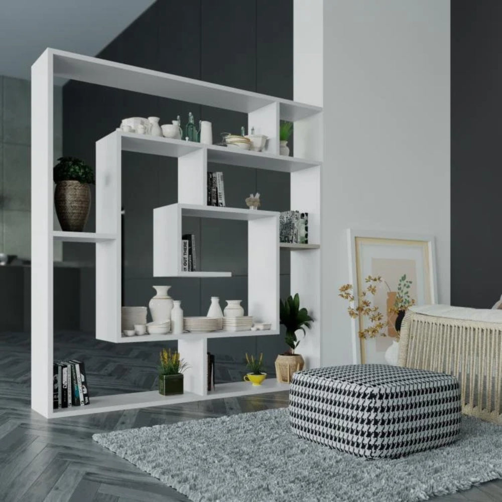 Libreria con 9 ripiani 125x22x129 colore bianco Labirent