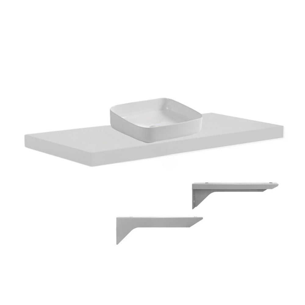 Console de salle de bain blanche 120x47 cm avec lavabo à poser inclus