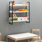 Scaffale da parete 80x75 cm con mensole e cassetto - Severo
