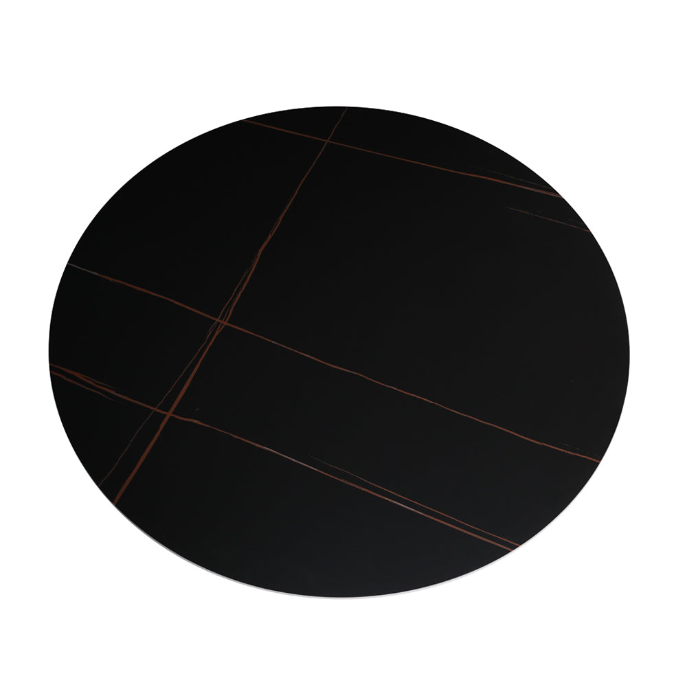 Tavolo rotondo Ø120 con piano in ceramica nero opaco e struttura nera Aurora