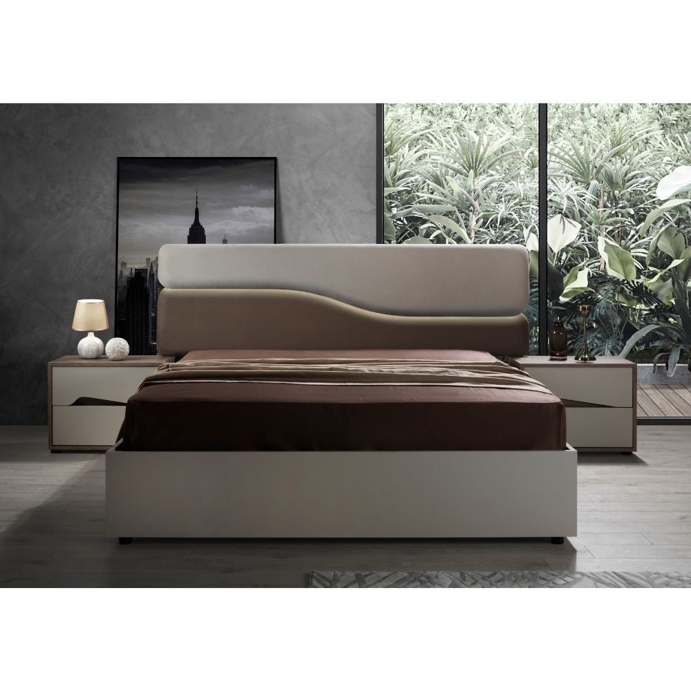Camera da letto completa con letto contenitore colore cashmere e olmo - Lunar