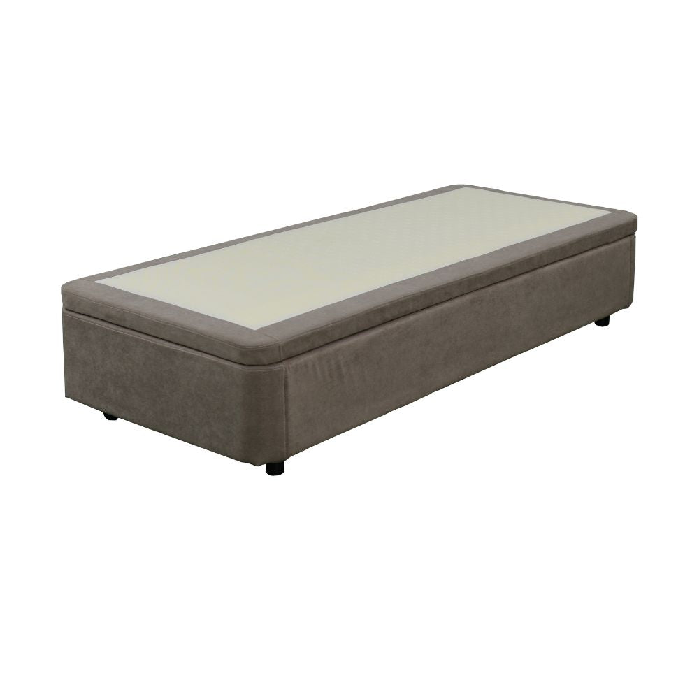 Letto singolo con contenitore in tessuto taupe 82x192x39H Sommier