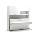 Lit escamotable simple avec bureau coulissant couleur blanc 207 cm - Nitro