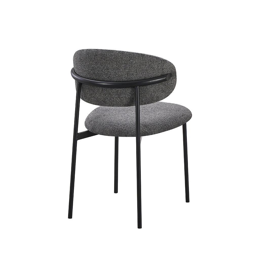 Set 4 sedie in tessuto effetto teddy grigio con gambe in metallo nero Judit