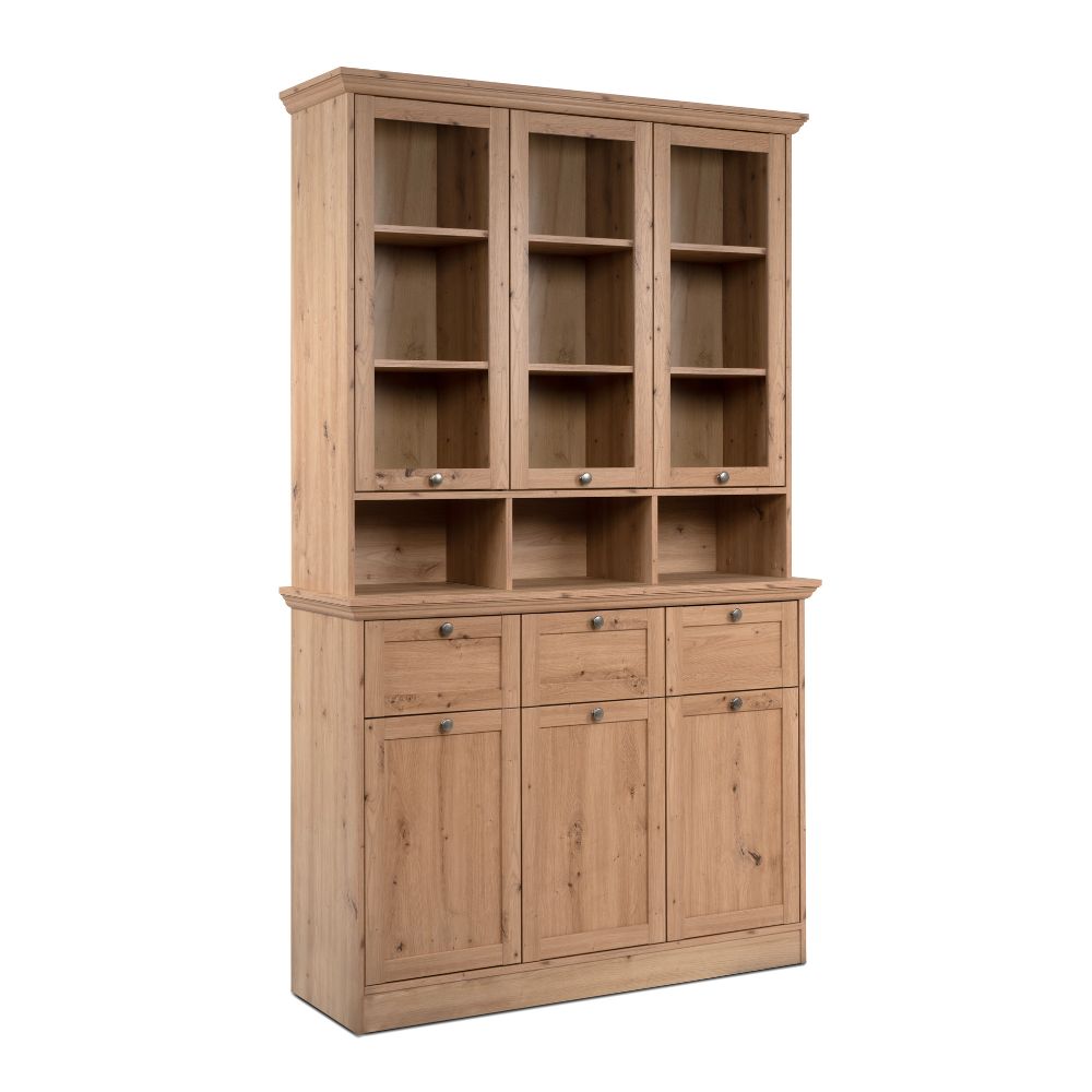 Credenza con vetrina colore rovere anticato 120x200H cm - Tiberio