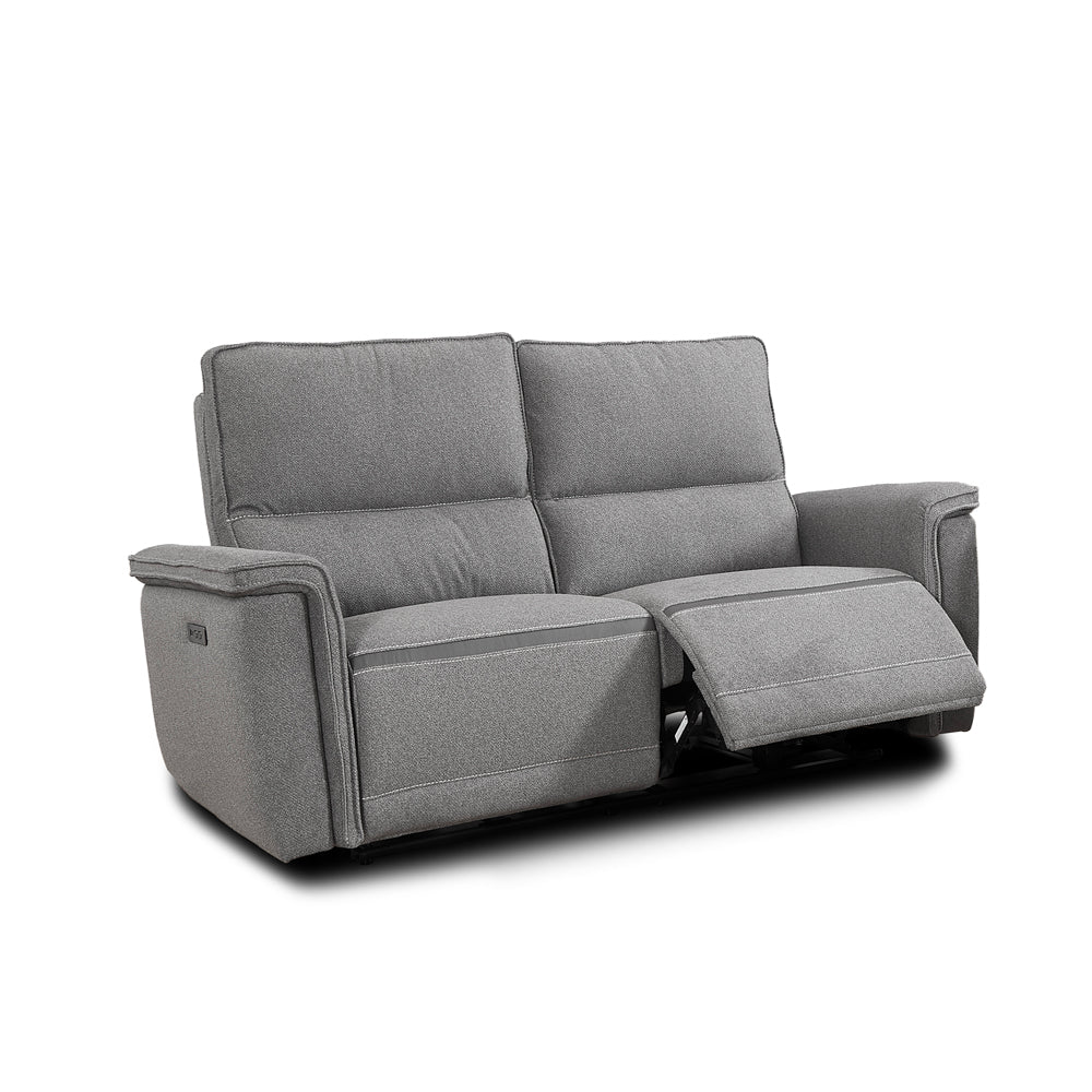 Divano recliner elettrico 2 posti tessuto grigio 164 cm Velveta