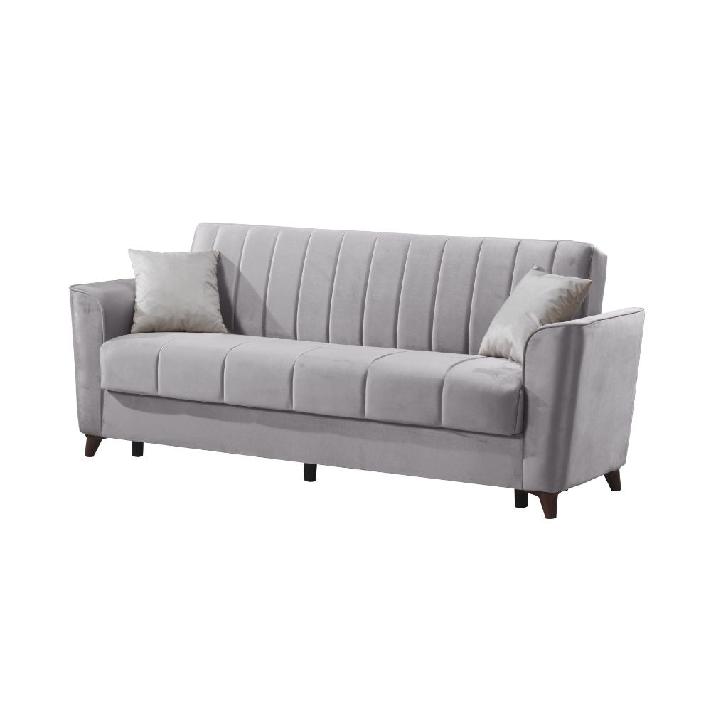 3-Sitzer-Schlafsofa mit Bettkasten, grau 223 cm – Mokel