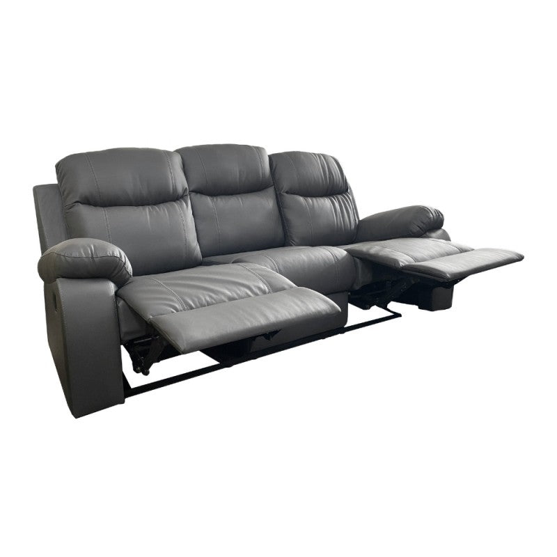 Canapé 3 places inclinable, revêtu en tissu éco-cuir coloris graphite - Chicago