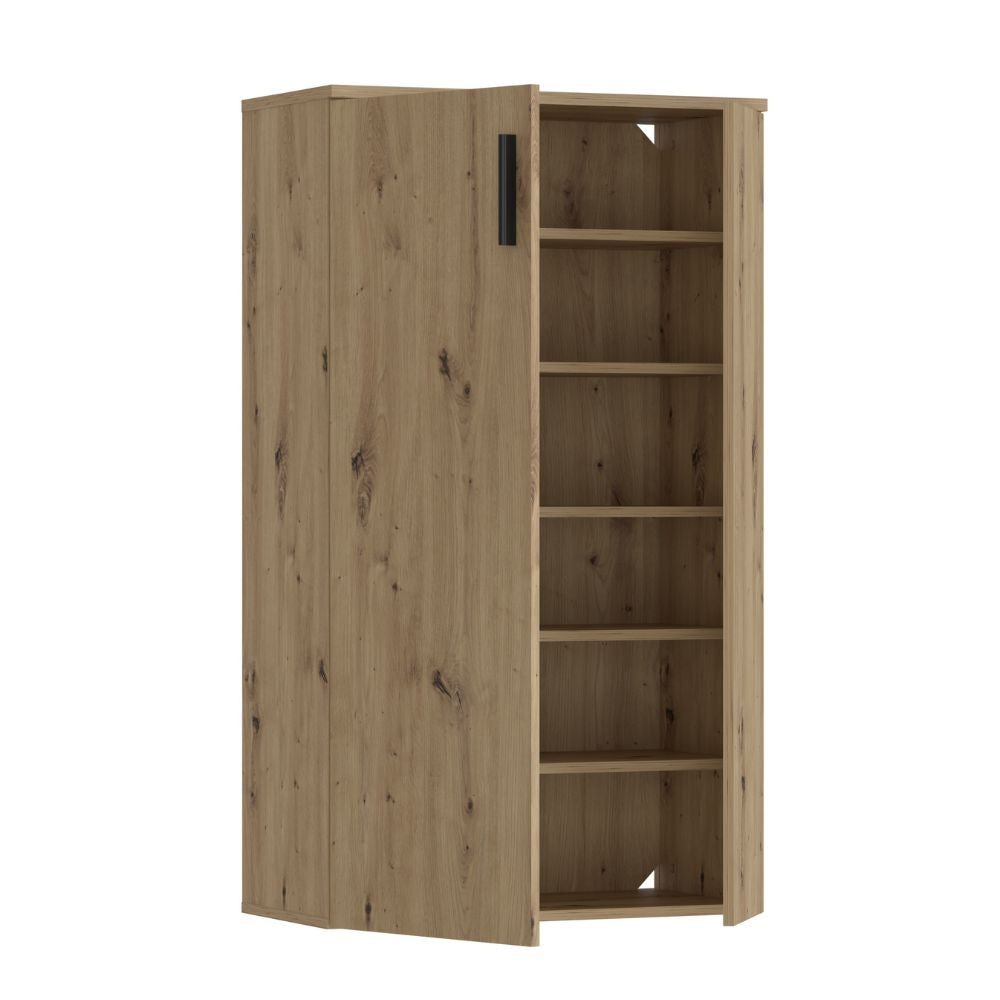 Mobile multiuso scarpiera 2 ante con 5 ripiani colore rovere 69x34x120H Lucio