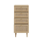 Cassettiera 4 cassetti in rovere con dettagli effetto Rattan 50.4x41.4x109H Livia