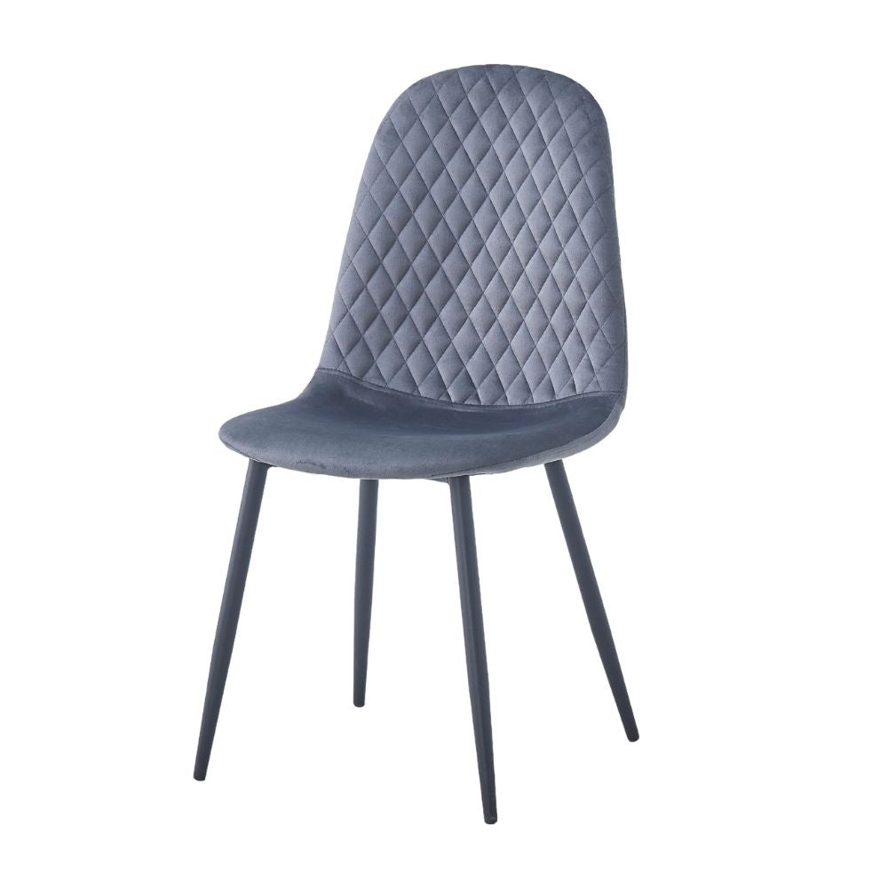 Set 4 Sedie imbottite Bretta con schienale trapuntato velluto grigio
