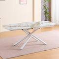 Tavolo allungabile girevole piano ceramica effetto marmo arabesque bianco lucido 140x90x76H Astrid
