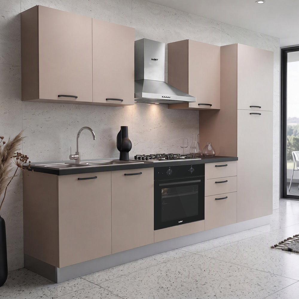 Cucina completa con elettrodomestici colore cashmere Asti255 Industrie Valentini
