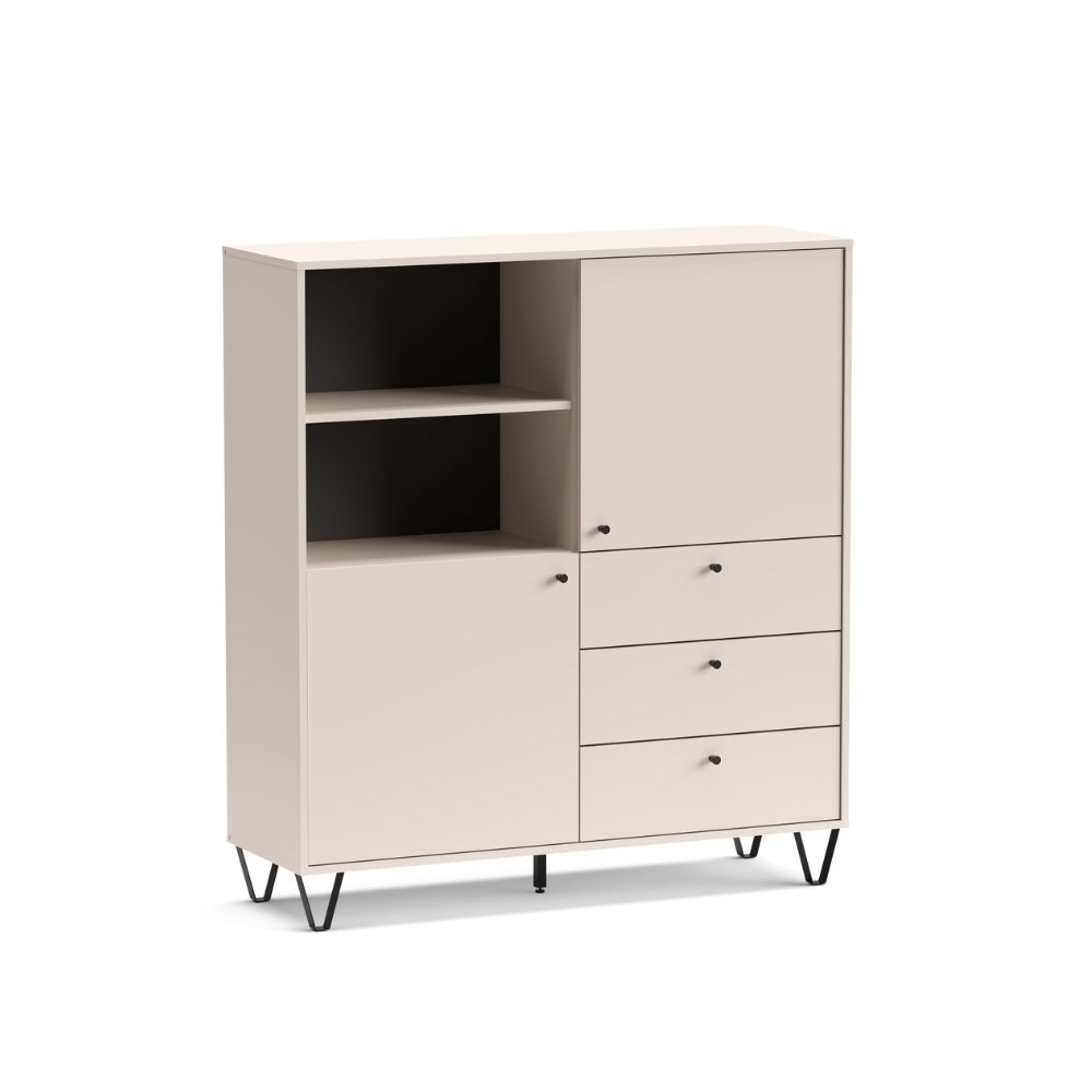 Credenza con ante cassetti e vano a giorno colore cachemire 123,6x135H cm - Aldix
