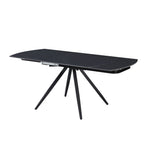 Tavolo girevole allungabile con piano in ceramica effetto marmo nero opaco 120x88x76H Kitti