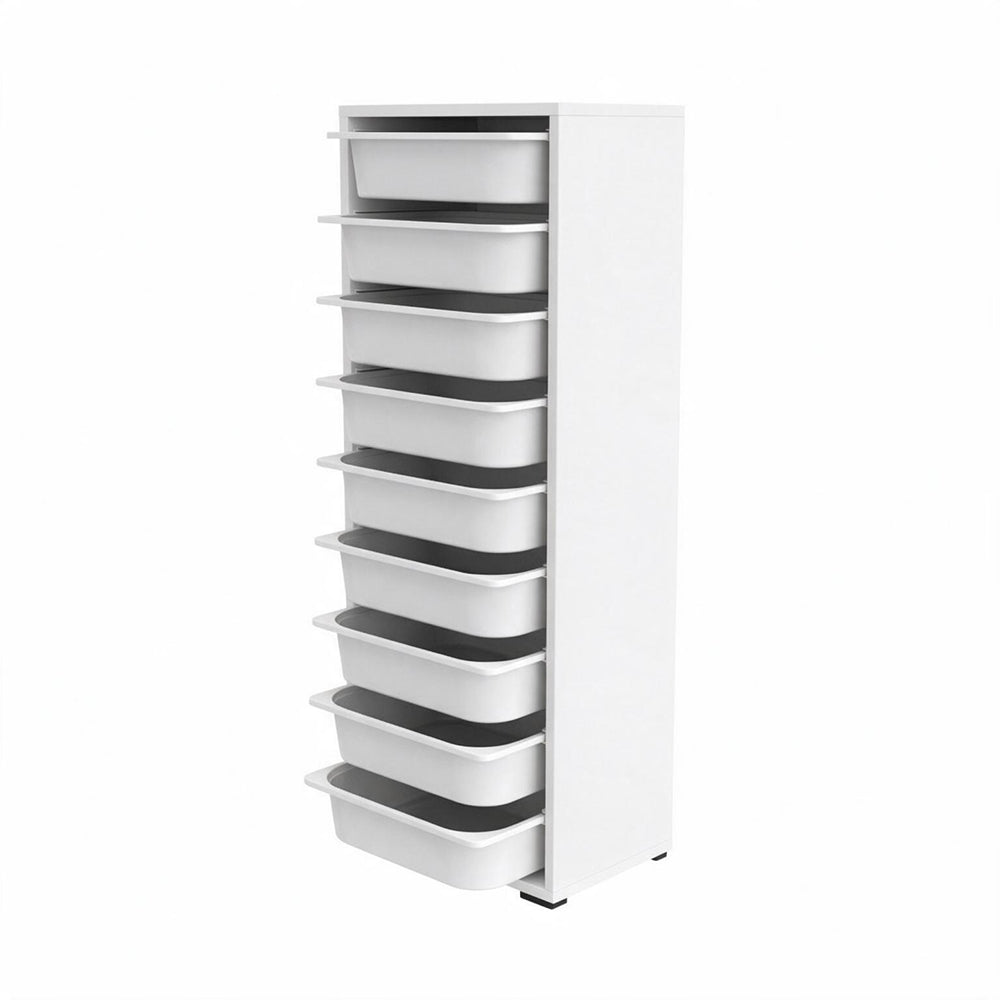 Mobile multiuso 45,5x119h cm con nove ceste contenitori colore bianco - Zola