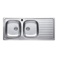 Lavello a due vasche in acciaio inox con gocciolatoio destro 116x50 cm - SA138