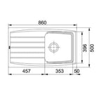 Lavello cucina 1 vasca con gocciolatoio reversibile avena 86x50 Franke ATG 611