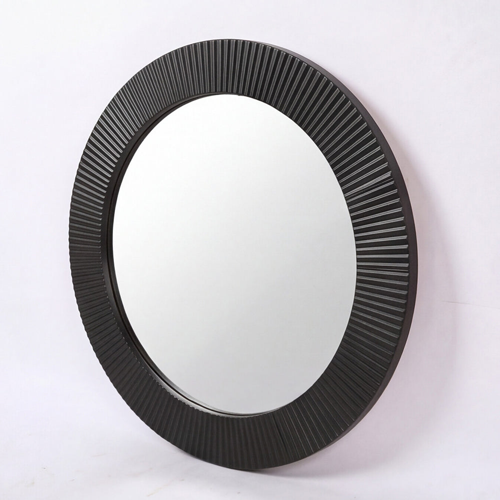 Specchio decorativo rotondo da parete 51x51 cm con cornice plissettata nera MR6043