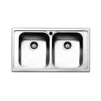 Lavello doppia vasca con superficie spazzolata 86x50 cm - SAXT322A