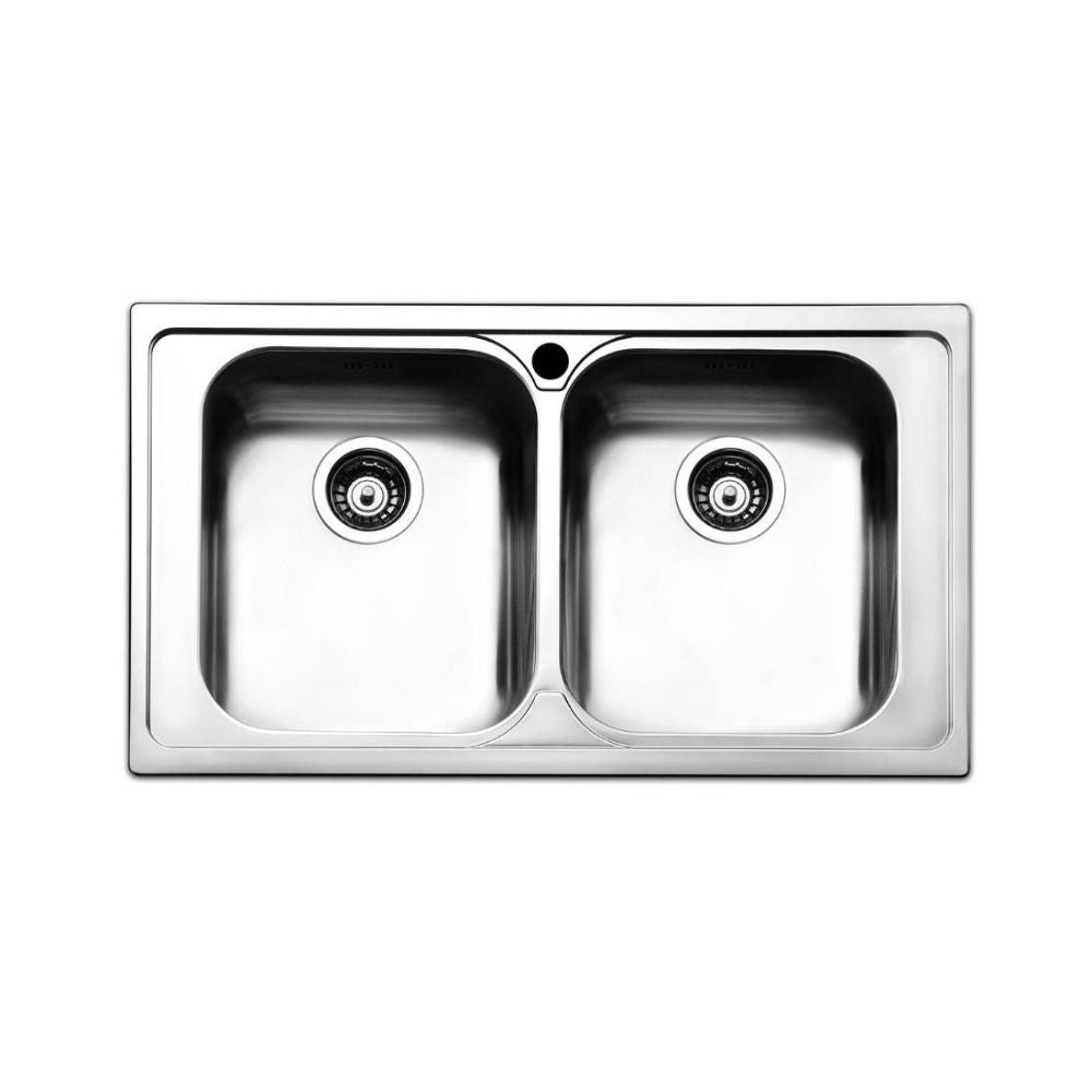 Lavello doppia vasca con superficie spazzolata 86x50 cm - SAXT322A