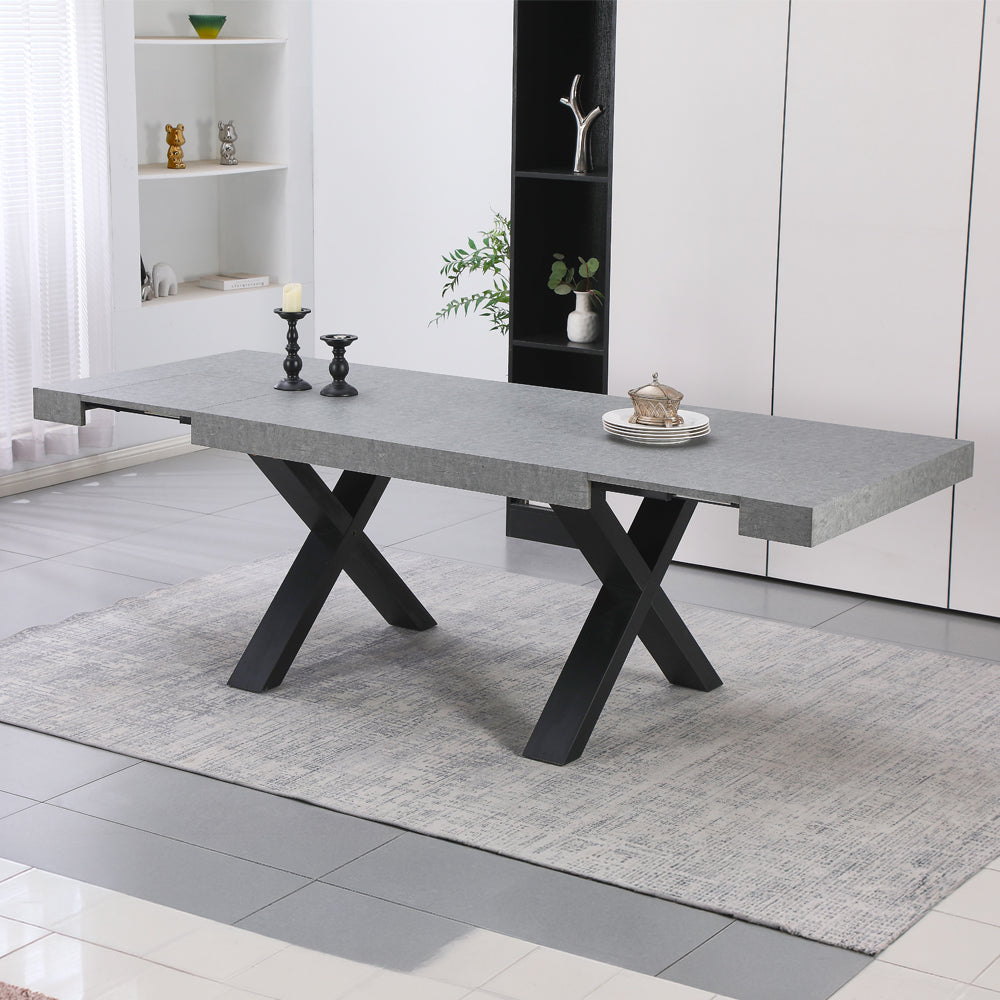 Tavolo allungabile da 160 a 240 cm effetto cemento con gambe nere Cindy Gondar
