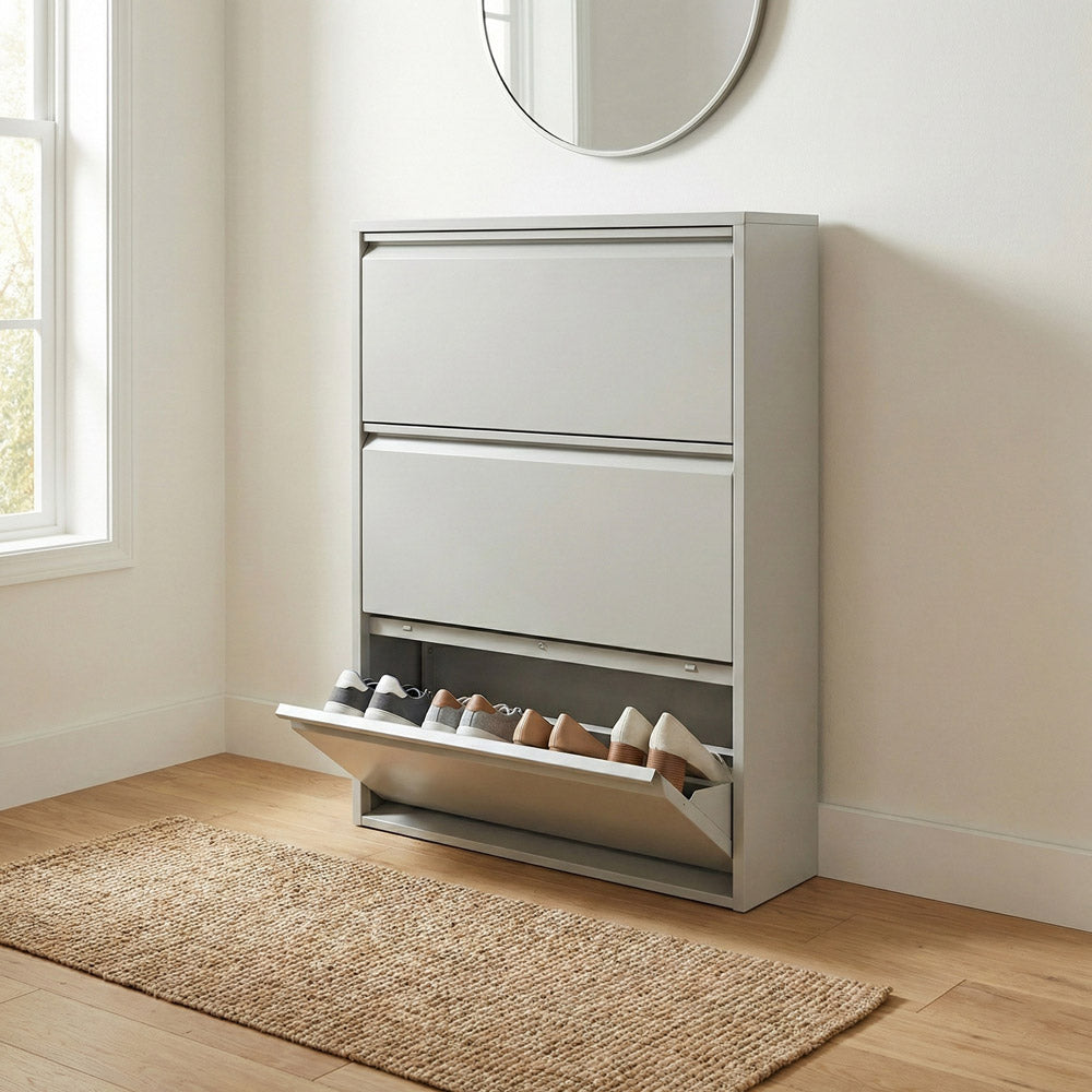 Scarpiera in metallo 3 ante colore grigio 80x14x103.2 cm Slim Emy