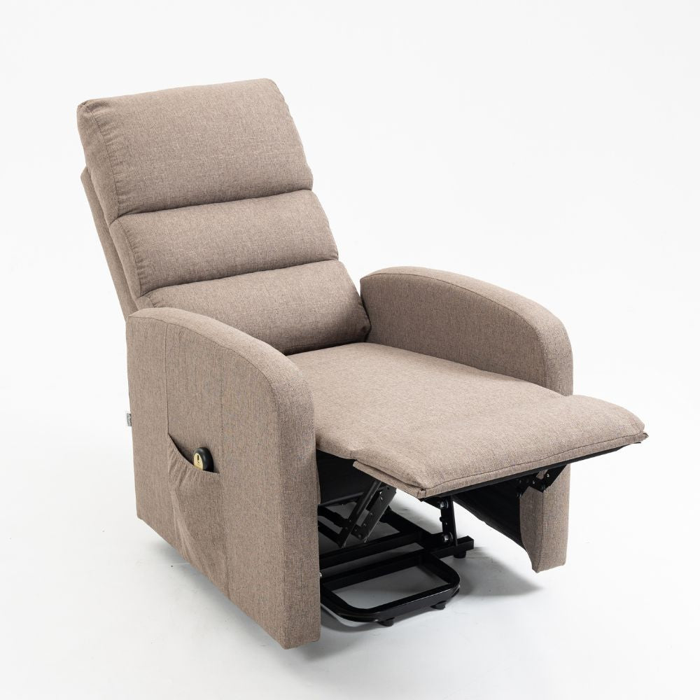 Fauteuil releveur 1 moteur en tissu couleur cappuccino - Lorena