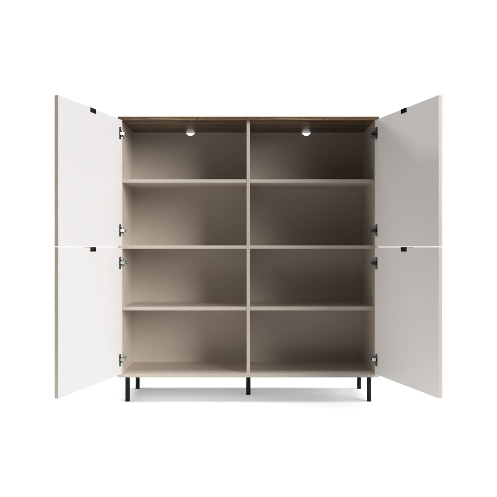 Credenza 4 ante design geometrico colore cashmere e top rovere Mirage04
