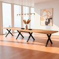 Tavolo allungabile 160 cm con piano rovere nodato e gambe incrociate antracite Milonga410