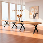 Tavolo allungabile 160 cm con piano rovere nodato e gambe incrociate antracite Milonga410