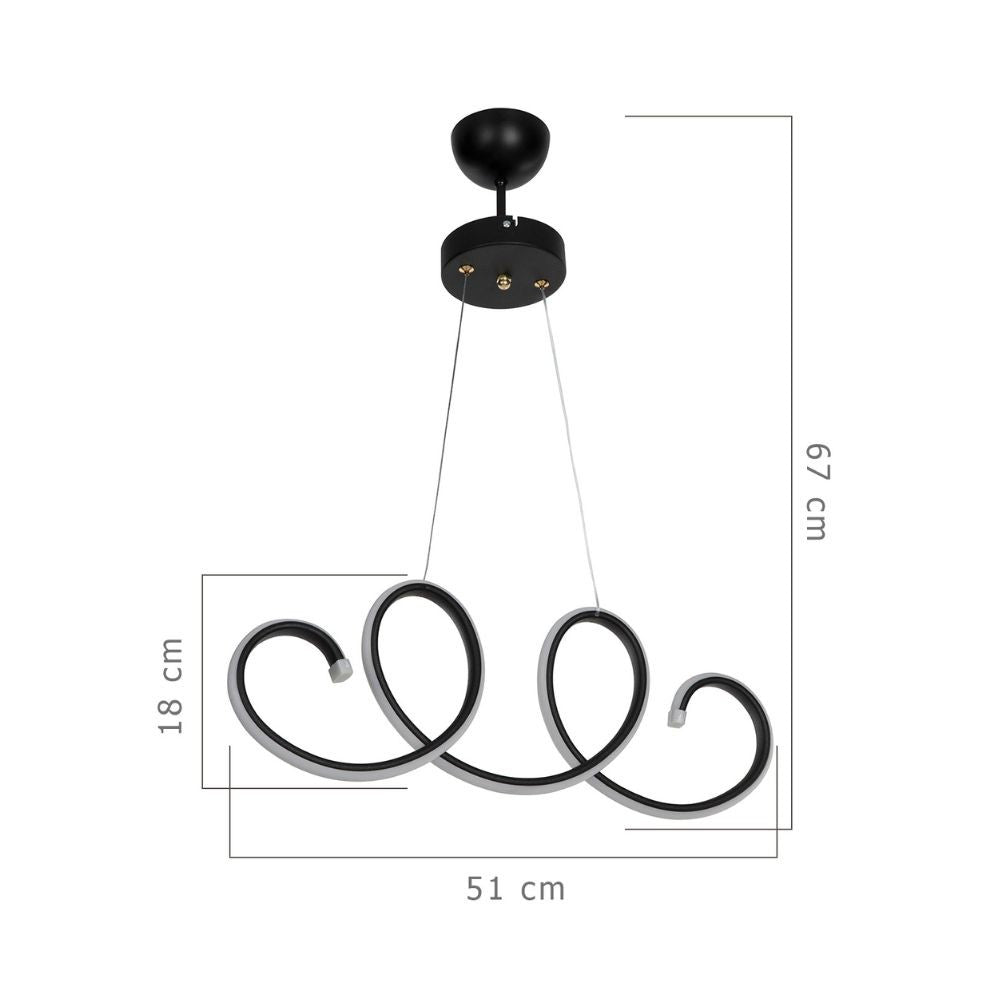 Lampada Led a sospensione 60 cm forma spirale colore nera - Afra