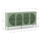 Credenza in metallo con 4 ante reticolate verde 160x40x90H cm - Tayra