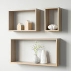 Set 3 mensole da parete forma rettangolare colore rovere sonoma Shelvy Rec