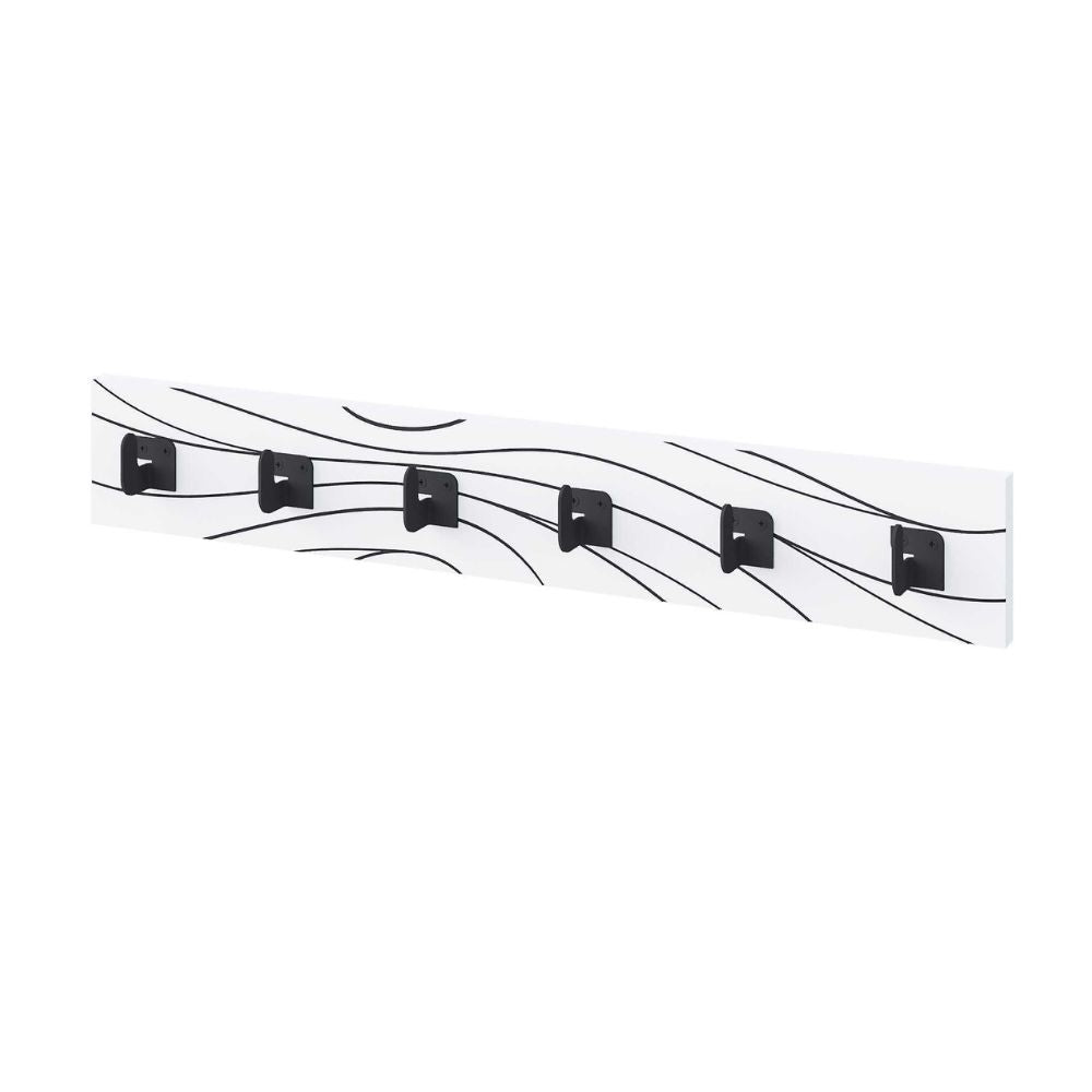 Appendiabiti a muro con 6 ganci bianchi e dettagli neri 63x1.8x9.8H Flow