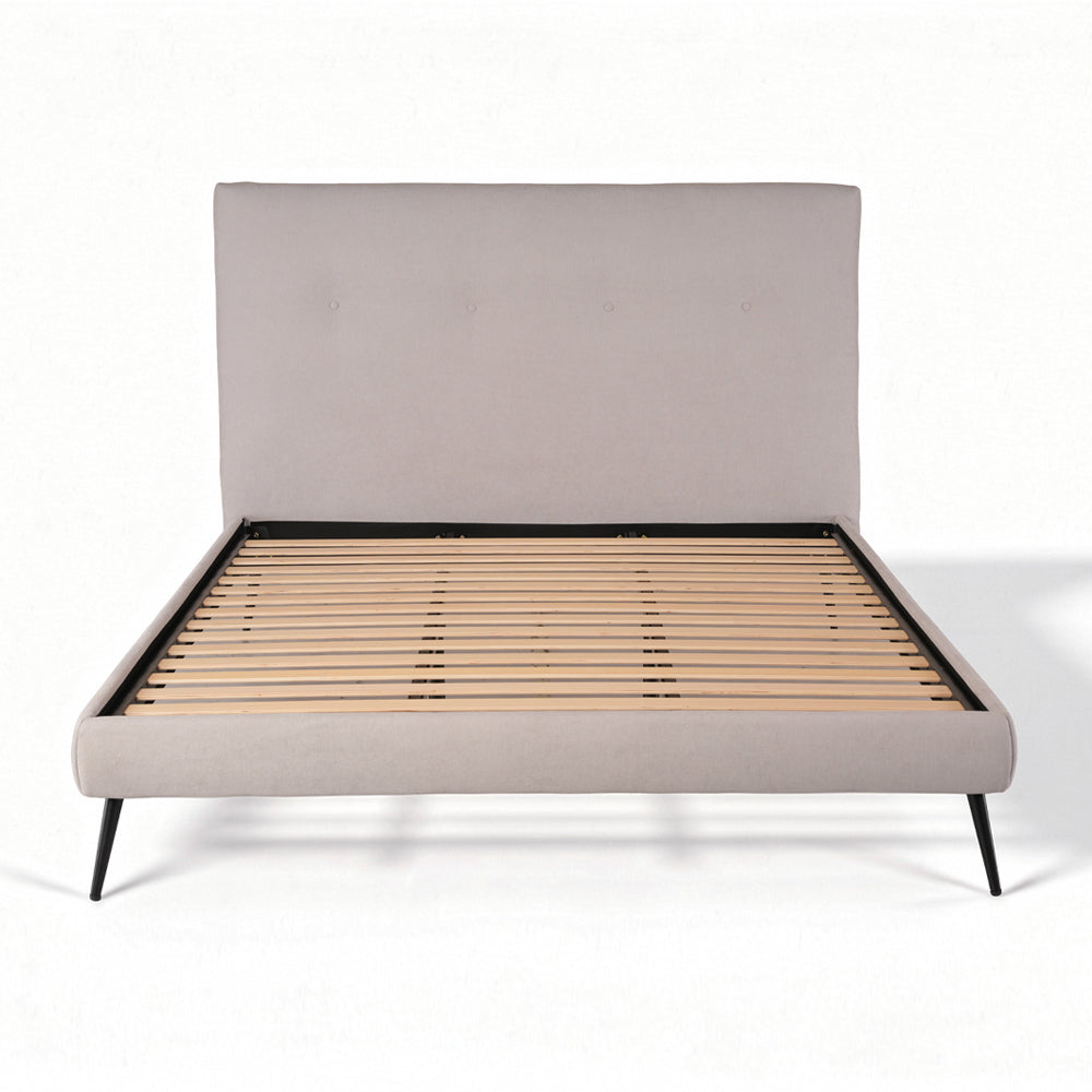 Letto matrimoniale con rete inclusa in tessuto colore grigio chiaro Stiletto