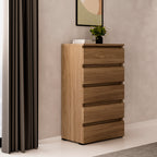 Cassettiera 5 cassetti 75x40x127 colore noce naturale
